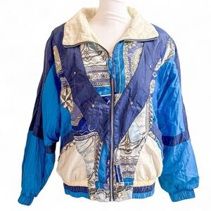 Vintage River Edge Blue and White Patterned Jacket